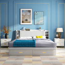 Bed Modern simple light luxury high box air pressure bed 1 8 meters small apartment 1 5 meters Master bedroom with storage Nordic double bed