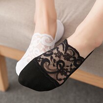 (Five pairs) invisible boat Socks female spring and autumn thin Korean version of lace flower border guard cotton deep mouth socks