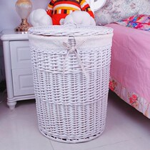 Dirty clothes basket rattan household dirty clothes storage basket fabric with cover round storage bucket dirty clothes basket bamboo weaving storage basket