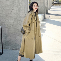 ETHMMIA2023 spring and autumn Korean version temperament slim khaki windbreaker womens mid-length windbreaker over-the-knee coat
