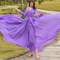 Dress Chiffon Super Long Dress Large Size Spring Summer Skirt Temperament Seaside Holiday Long and Ankle Beach Dress