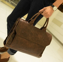 Yerkang 2021 New Korean mens bag Crazy Horse leather mens portable leather shoulder bag business briefcase cross