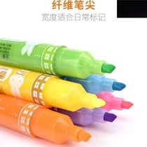 Wooden large capacity fluorescent marker pen 6 color light color star color triangle Rod oblique single head color thickness stroke marker pen