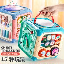 Childrens multifunctional game table hexahedron baby 0-1-3 years old music early education puzzle baby polyhedron toy