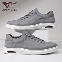 Seven Wolves Mens Board Shoes Sails Shoes Cloth Shoes Summer 2022 New Casual Thin Sections Low Bunch Foot Shoes Men Sloth Shoes