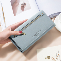 Danbo wallet womens long 2021 new simple and versatile fashion large capacity clutch bag three-fold multi-card leather wallet
