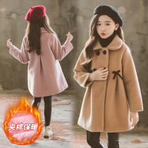 Childrens woolen sweatshirt winter plus suede thickened double face warm CUHK girl jacket new trend foreign air winter