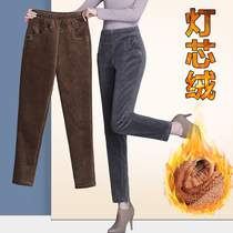 Middle-aged women corduroy mother pants plus velvet thick pants children middle-aged and elderly people wear velvet grandmother clothes outside autumn and winter