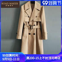 Rod Mico 2021 New handsome big lapel double-breasted trench trench trench coat men knee long coat