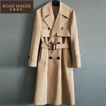 Rod Mico 2021 New handsome big lapel double-breasted trench trench trench coat men knee long coat