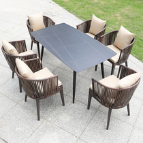 OUTDOOR TABLE AND CHAIRS PATIO BALCONY VILLA GARDEN WATERPROOF RATTAN CHAIR COFFEE HALL OPEN AIR CASUAL SUN LIGHT ROOM TABLE AND CHAIRS WITH UMBRELLA