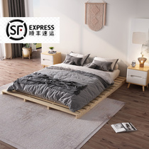 Ground bench tatami moisture-proof row frame all solid wood floor bed light luxury support frame without bedside short bed Japanese style