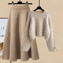 Autumn and winter set womens 2021 size small knitwear sweater with slim loose skirt two-piece set