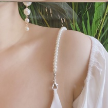 Lobster buckle Pearl shoulder strap Transparent invisible rhinestone belt detachable one-word collar beauty back Sexy bra bandeau wedding belt