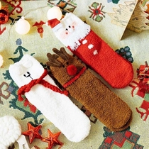 Christmas stockings boxed socks female couples men coral velvet plus velvet Christmas Eve to send girlfriend gifts