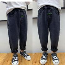 Boy Harlem pants jeans plus velvet autumn and winter mens treasure pants tide handsome fashionable trousers childrens early autumn thin models