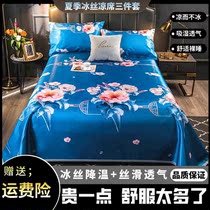  2022 new ice silk cool mat summer seat three sets of machine washable bed linen double mat for home air conditioning soft mat