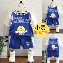 Boys summer clothing suit Ottmann clothes Summer Childrens basketball clothes Boy Sport Baby Spider-Man Costume Tide