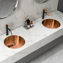 Steel pasture light luxury rose gold round stainless steel basin basin wash basin household embedded sink