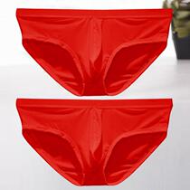New 2 Sexy Ice Silk Triangle Underwear mans life cotton mens cool and breathable no-scratched big red pants
