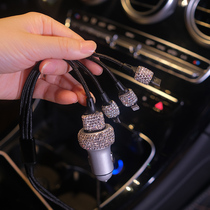 Car data cable three-in-one personality high-end diamond-encrusted charging cable multi-function creative Apple Android universal model