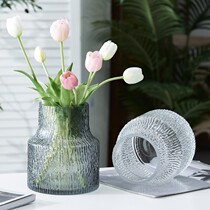 Songmin ins light luxury very frozen Nordic transparent glass vase aquatic flower arrangement living room table Net red ornaments simple