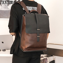 2021 Korean New Mens Womens Backpack Trend Contrast Flip Drawback Bag Casual Vintage Travel Bag