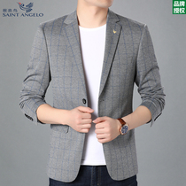 Saint Angelo suit mens 2021 autumn thin Korean version of the trend small suit young and middle-aged mens casual single western jacket