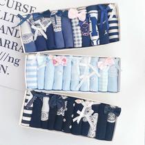 10-piece super value Japanese sweet cotton underwear women low waist blue lace edge breathable cotton crotch girl triangle trousers