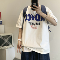 Pure cotton short-sleeved T-shirt mens fashion Korean version loose and versatile handsome 2021 new summer mens top ins student