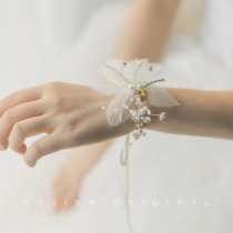 Handmade bride fairy sweet wrist flower wedding bracelet bridesmaid bracelet white gauze wedding accessories