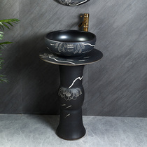 Carving Lotus Art washbasin home floor-standing integrated sink basin outdoor Three-dimensional column Basin