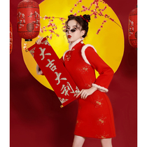 Red flagrobe winter improves New Year clothes 2023 New Years clothes for festival Chinese female adults