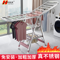 Stainless steel clothes rack floor folding indoor household balcony baby cool clothes rack clothes rack drying quilt artifact