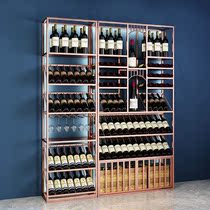 Red wine display rack winery floor-to-floor multi-layer wine cabinet commercial luminous wine rack vertical custom display wine shelf
