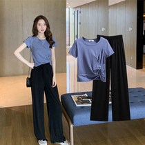 Short-sleeved suit female student summer Korean version loose large size suit Female casual fashion junior high school female student two-piece set