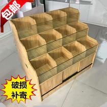 Wooden melon seeds peanuts dried fruit display cabinet Convenience store fried goods shelves Nakajima grain cabinet New rice bucket bulk
