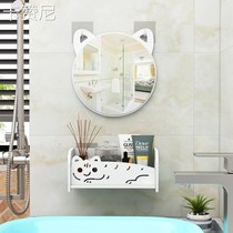 Bathroom mirror toilet toilet wall hanging mirror toilet kindergarten wall hanging free punching with frame cartoon cute mirror