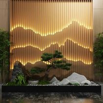 New Chinese-style log screen living room entrance simple solid wood grille household partition Japanese Wood grille background wall