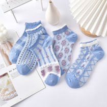 Silk Socks Female Short Socks Black Silk Socks Children S Tide 100 Hitch Summer Thin Women Silk Stockings Lace Flower Side Boat Socks