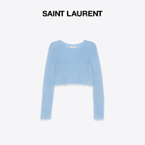 YSL Santa Roland Lady Sky Blue Short Horsehair Blend Sweatshirt