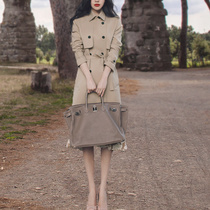 AUFUNRA2021 temperament windbreaker goddess long little man knee khaki this year popular coat autumn