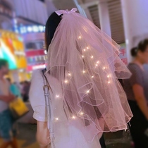 New color lantern Bride wedding veil Super Xiansen Photo Wedding Dress Tour double-layer photo white yarn wedding