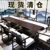 Ebony Wood large board tea table red sandalwood log furniture mahogany whole board tea table table desktop boss Office table