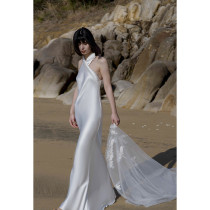 Note of Love new design Feeling Satin dress Light wedding dress Skinny and toast The bride goes out of the door