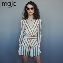 majeoutlet Womens V-neck Striped Jumpsuit E19IENI
