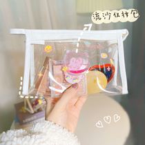 Pen bag for girls Large capacity transparent pen bag Korean ins high Yan value student Korean Japanese cute pvc stationery bag