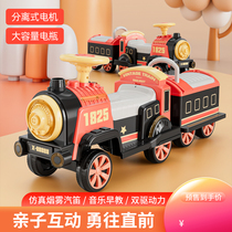 Childrens electric car four-wheel remote control car Boys and Girls childrens baby toy train can sit for two adults