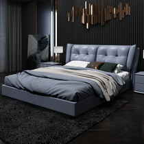 Leather bed modern simple 200 × 220 Nordic leather bed 2 m x2 2 M master bed light luxury double wedding bed