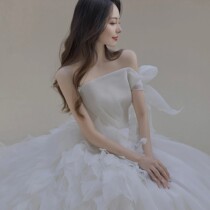 Starry sky bride bandeau light main wedding dress 2021 new forest princess style small man dreamy super fairy smearing